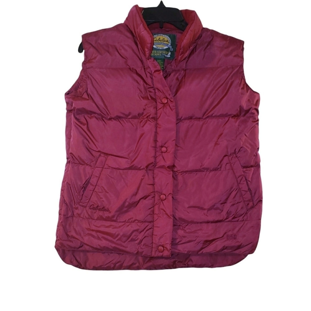 Cabela's Burgandy Goose Down Snap Button Vest